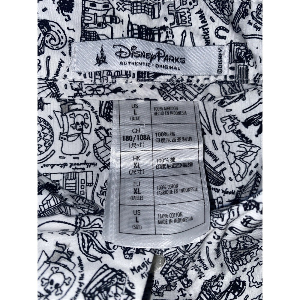 Disney Parks Button Up Shirt Mens Large Newspaper‎ Rides All Over Print L/S - Picture 5 of 6